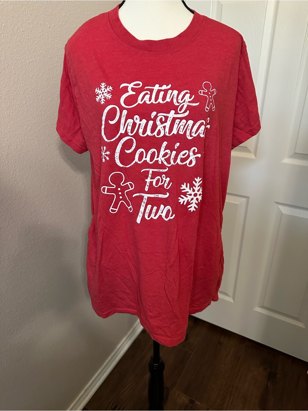 Maternity Christmas Graphic T-Shirt - Eating Christmas Cookies For Two, size 2XL